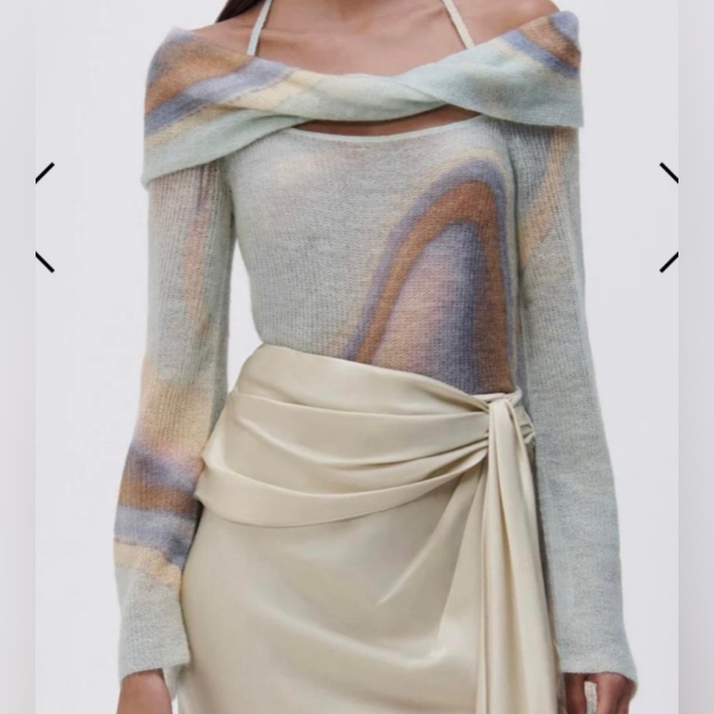 SIMKHAI Cambria Marble Off Shoulder Pullover XS